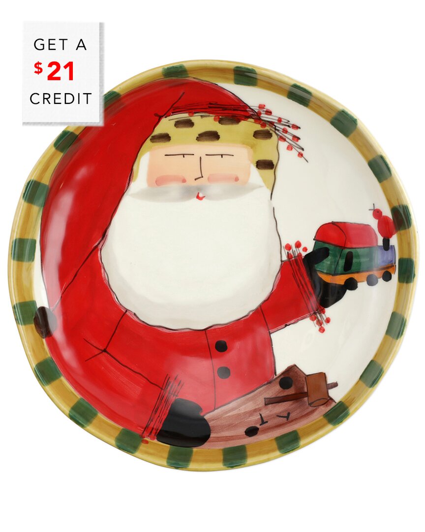 Vietri Old St. Nick Round Shallow Bowl With Train With $21 Credit In Multicolor