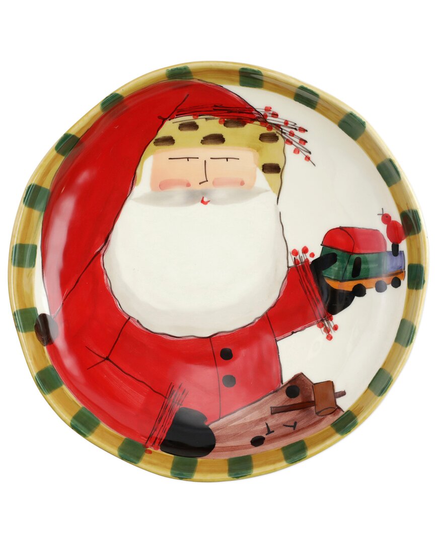 Vietri Old St. Nick Round Shallow Bowl With Train With $21 Credit In Multicolor