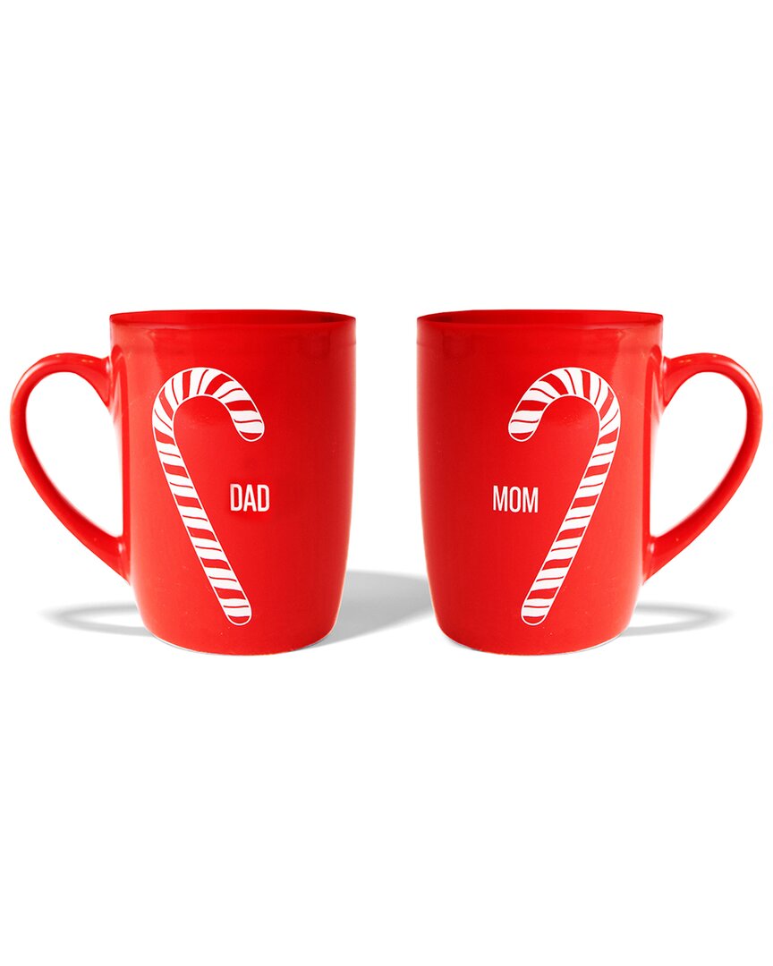 American Atelier Set Of 2 Candy Cane Mom & Dad Mugs