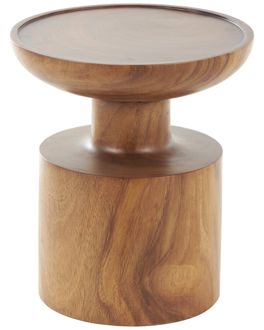 PEYTON LANE PEYTON LANE HANDMADE WOODEN ACCENT TABLE WITH CYLINDER BLOCK BASE 