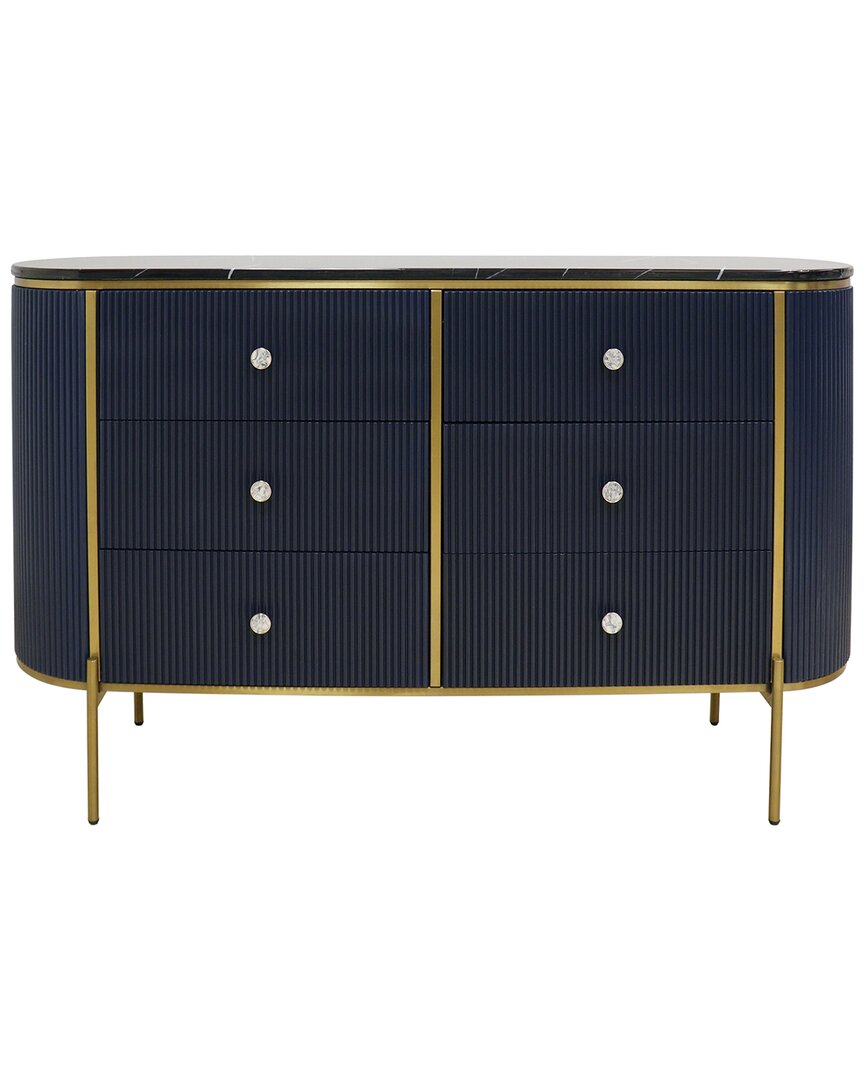 Pasargad Home Theodore Marble Top Sideboard In Blue