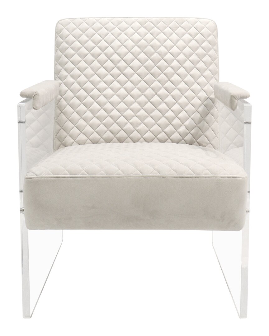 Pasargad Home Tribecca Collection Acrylic & Velvet Accent Chair In White