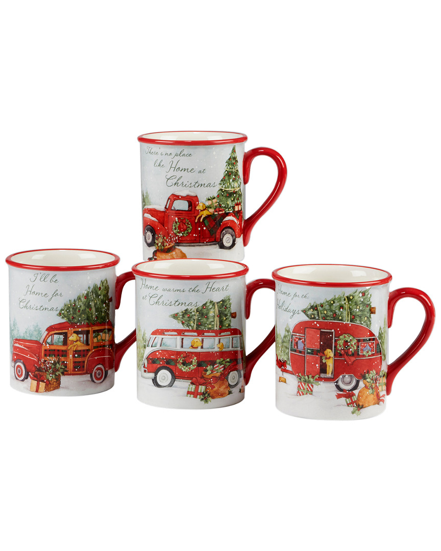 Certified International Home For Christmas Set Of 4 Mugs