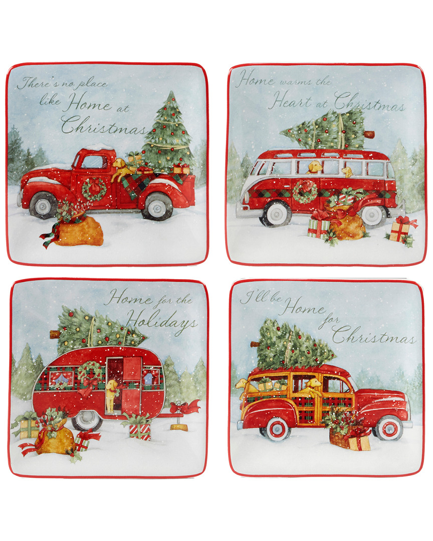 Certified International Home For Christmas Set Of 4 Canape Plate