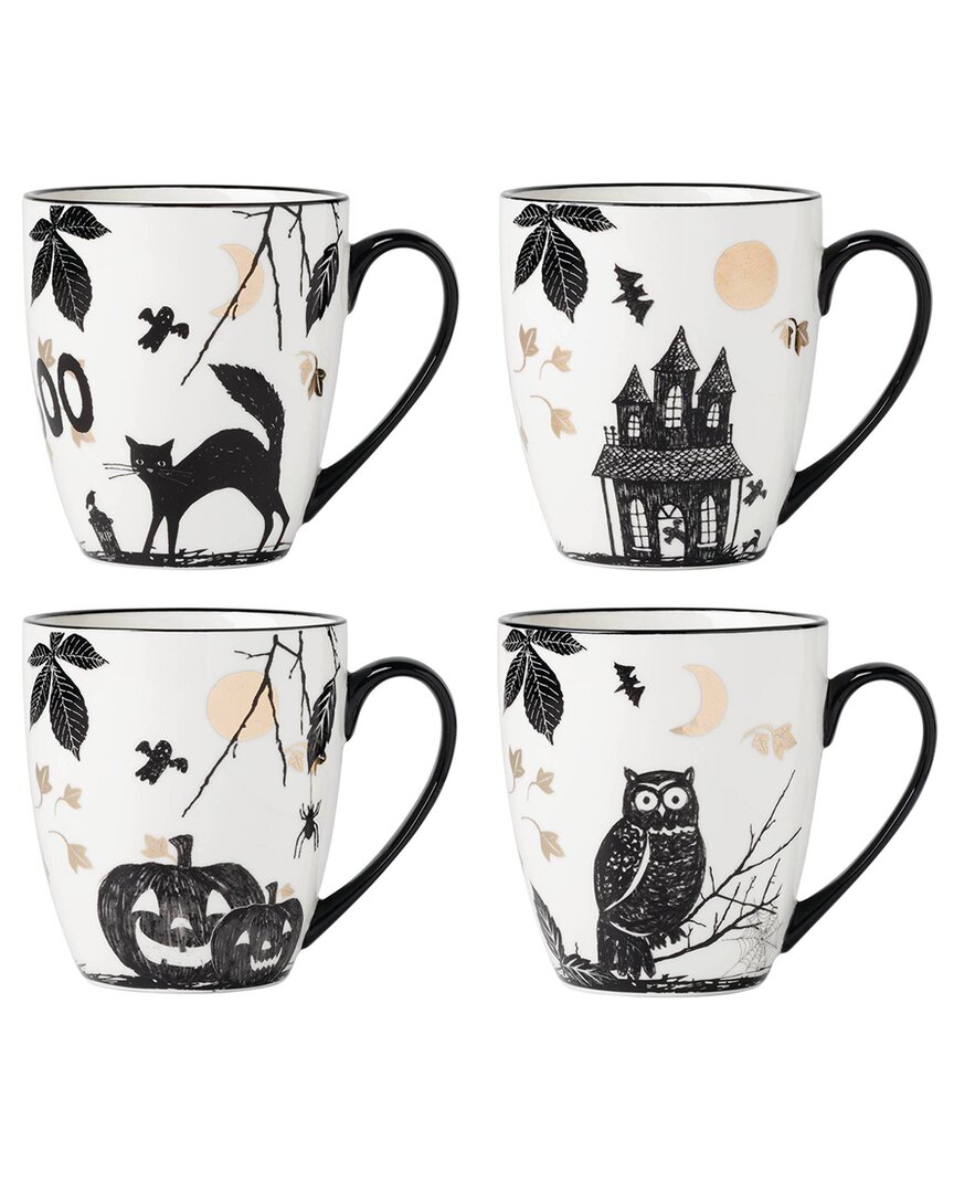 Lenox Set Of 4 Vintage Haunted Halloween Mugs