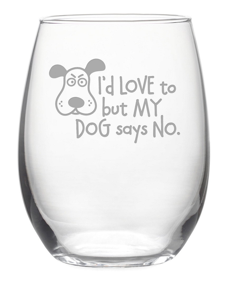Susquehanna Glass Set Of 4 My Dog Says No Stemless Wine Tumblers