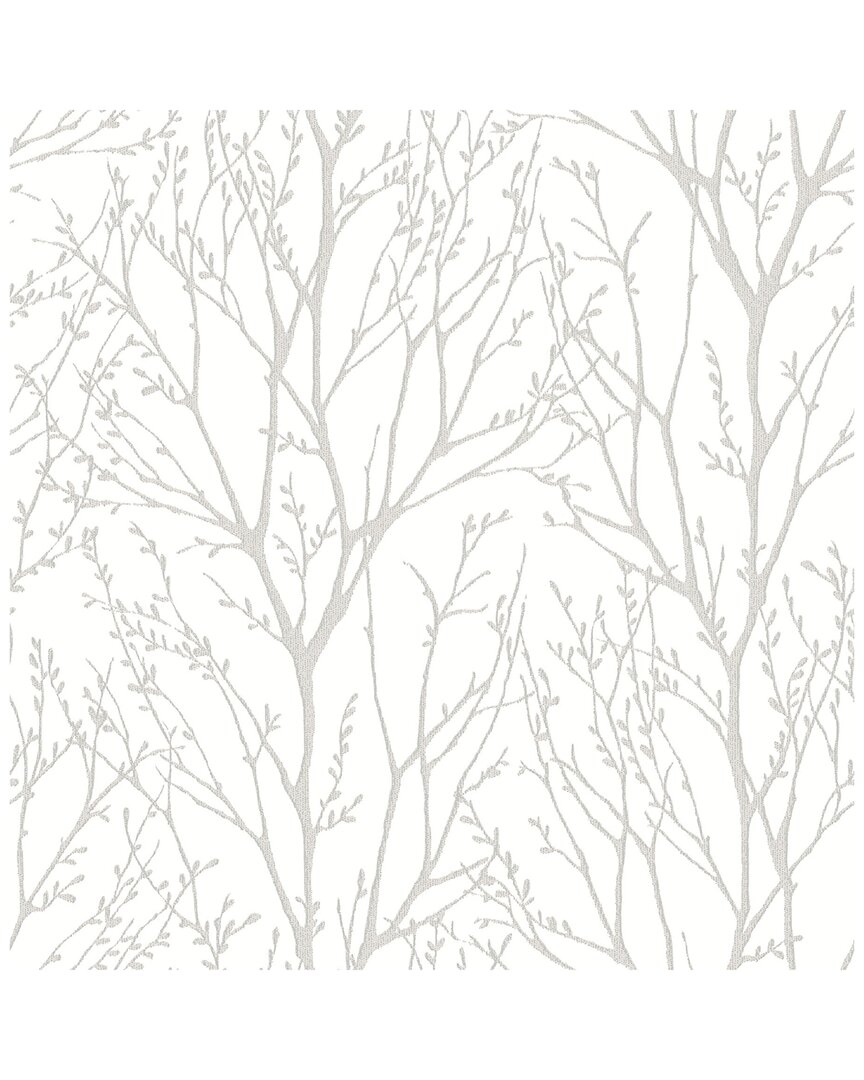 Nuwallpaper Fetco Treetops Peel & Stick Wallpaper In White