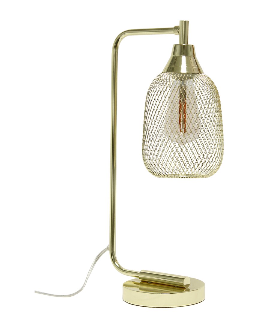 Lalia Home Industrial Mesh Desk Lamp In Gold