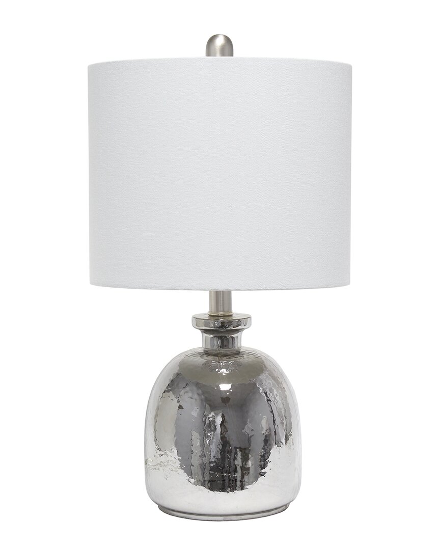 Lalia Home Metallic Gray Hammered Glass Jar Table Lamp