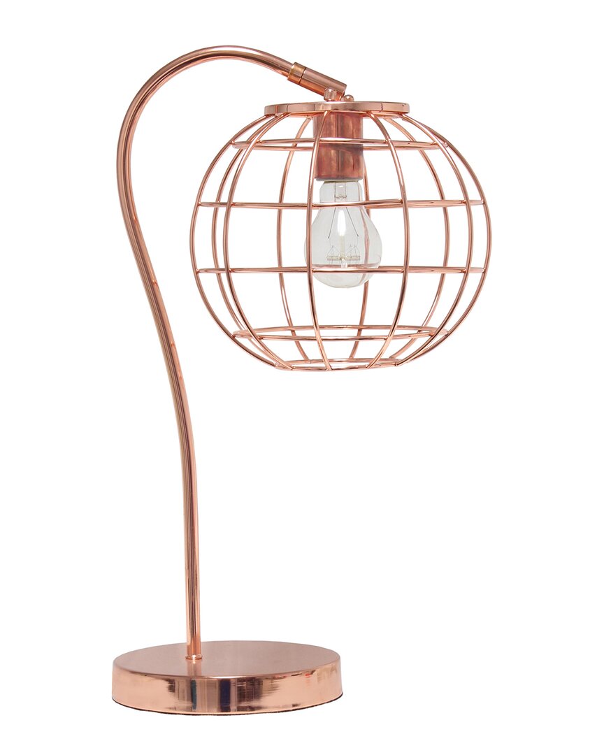 Lalia Home Arched Metal Cage Table Lamp In Rose Gold