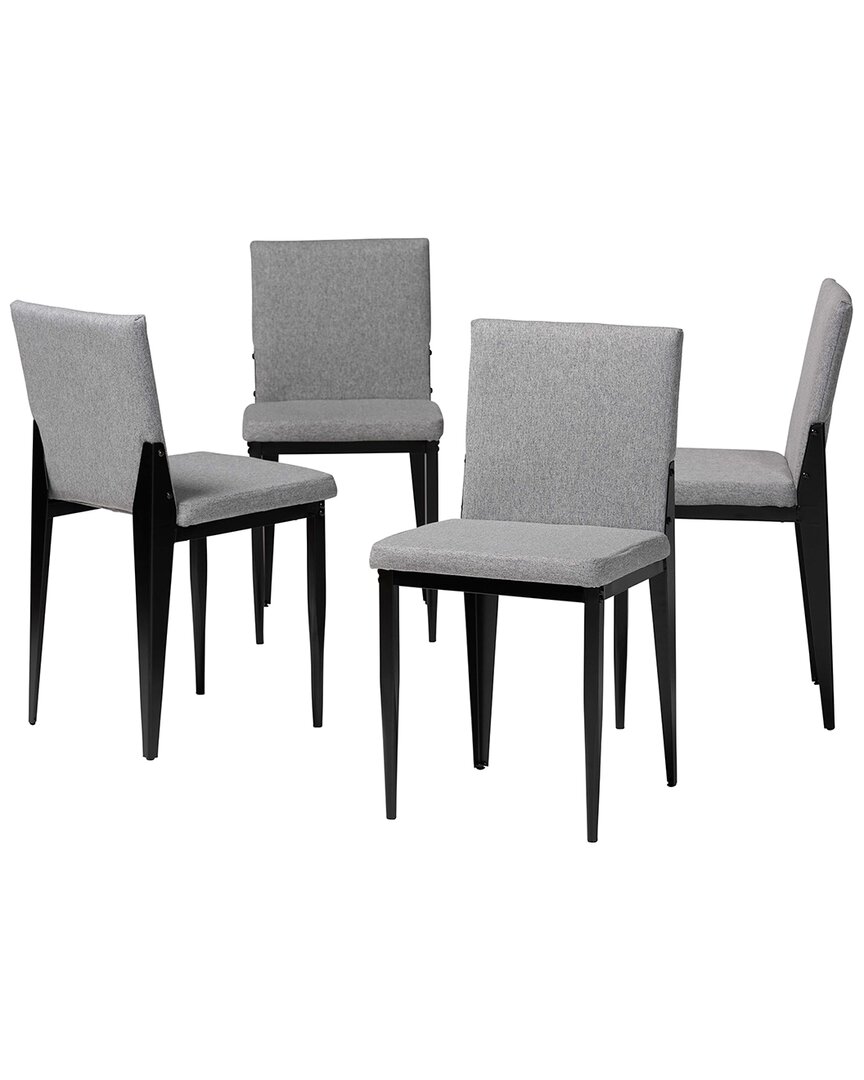 Baxton Studio Bishop Industrial Fabric & Metal 4pc Dining Chair Set In Grey