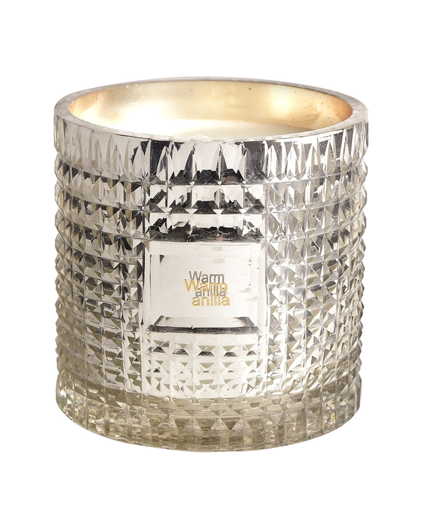 Bidkhome Silver Warm Vanilla Etched Glass Scented Candle