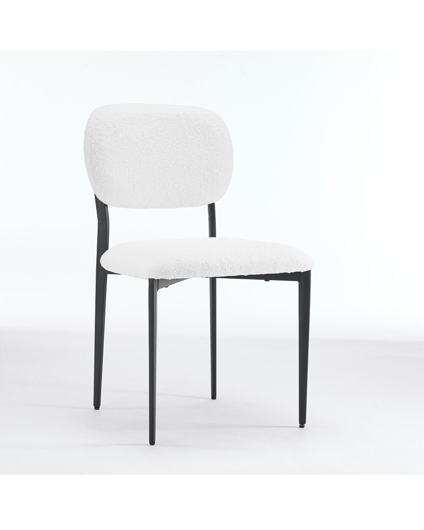 Unikome Set Of 2 Modern Teddy Velvet Upholstered Dining Chairs With Metal Legs