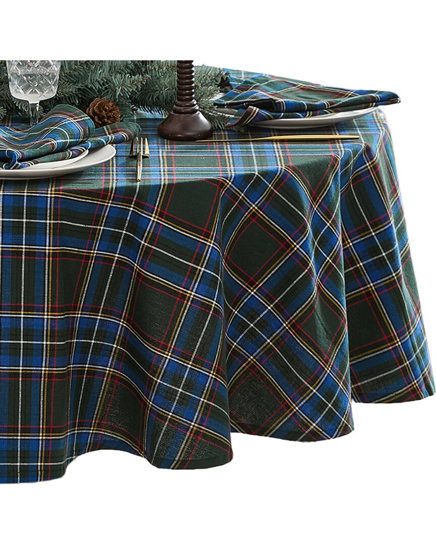 Elrene Home Fashions Stowe Tartan Holiday Plaid Oval Tablecloth In Blue