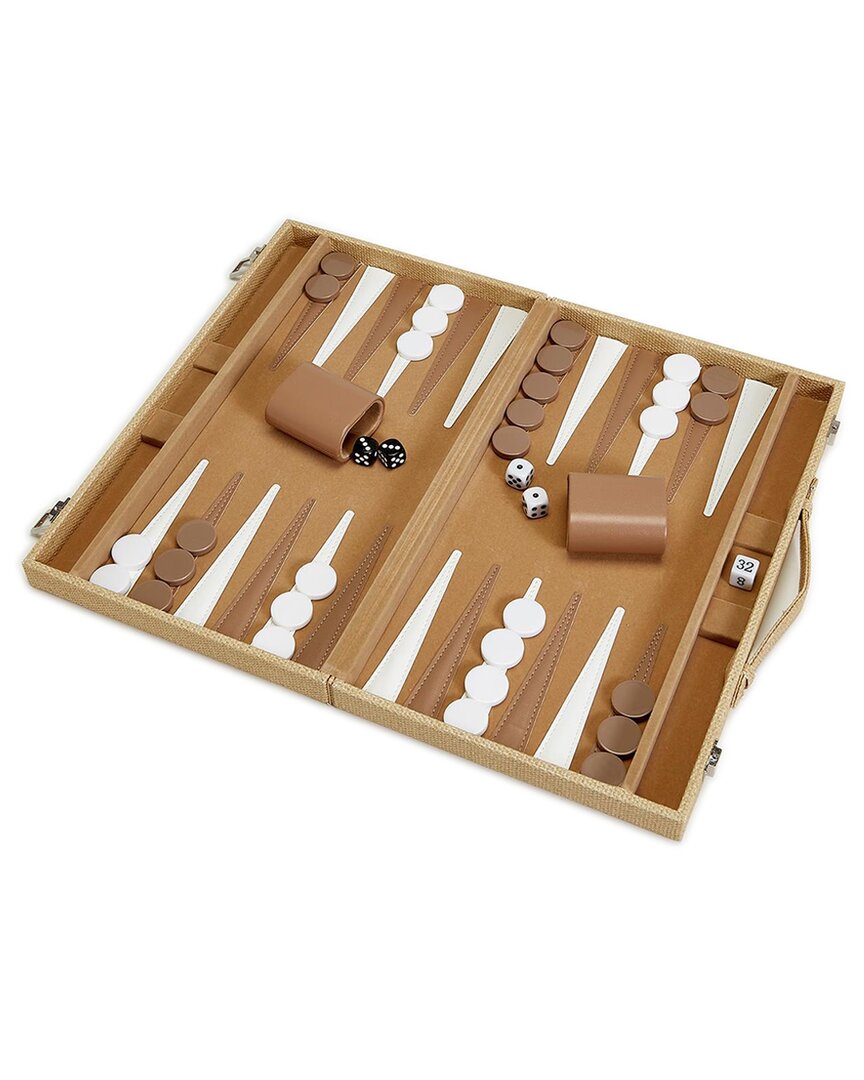 Two's Company Terra Cane Backgammon Set Game In Brown