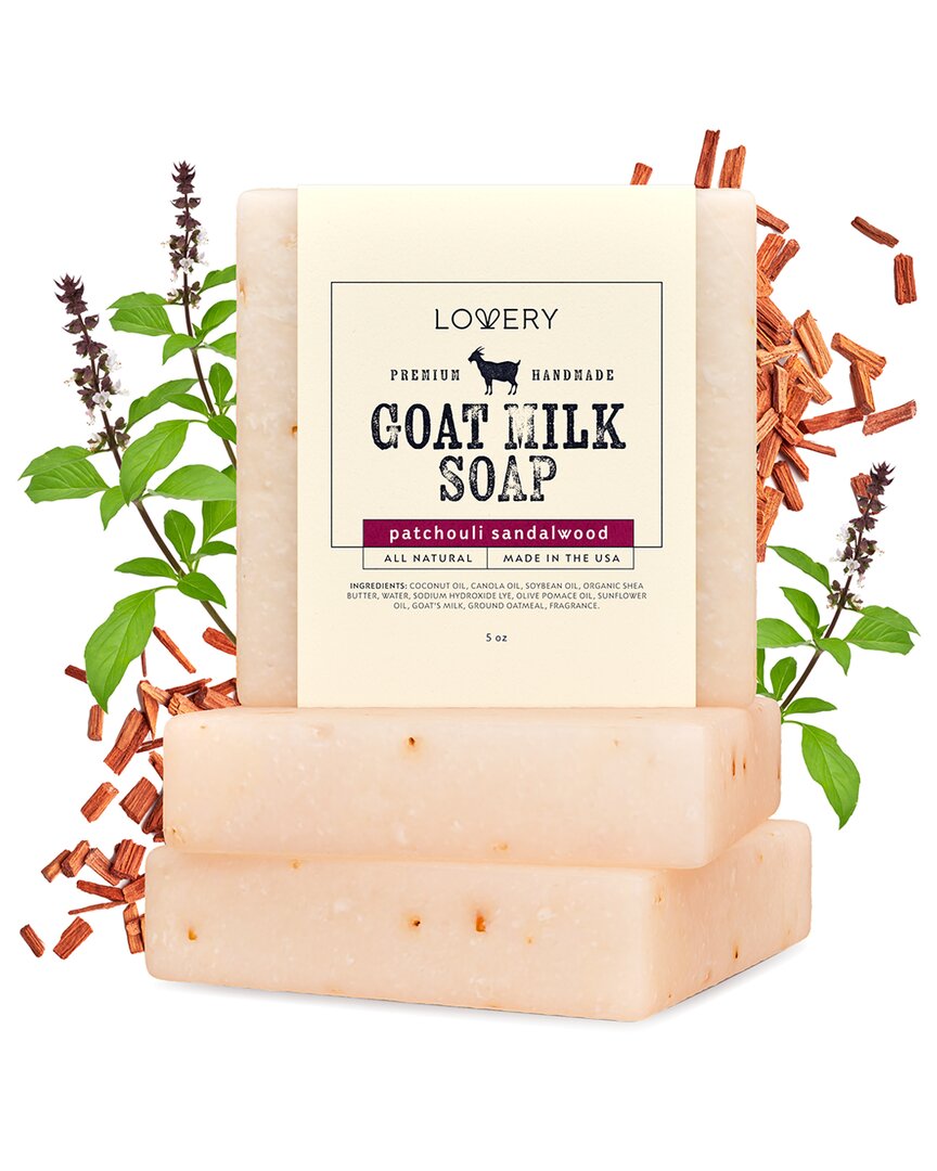 Lovery Pack Of 3 Patchouli Sandalwood Handmade Goat Milk Soap Bars