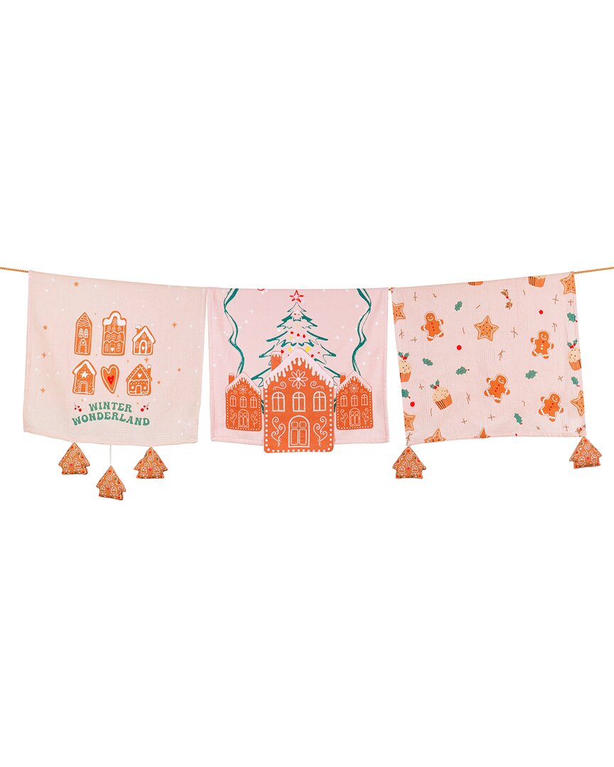Tiramisu Set Of 3 The Gingerbread Cheer Artisan Kitchen Tea Towel Set In Orange