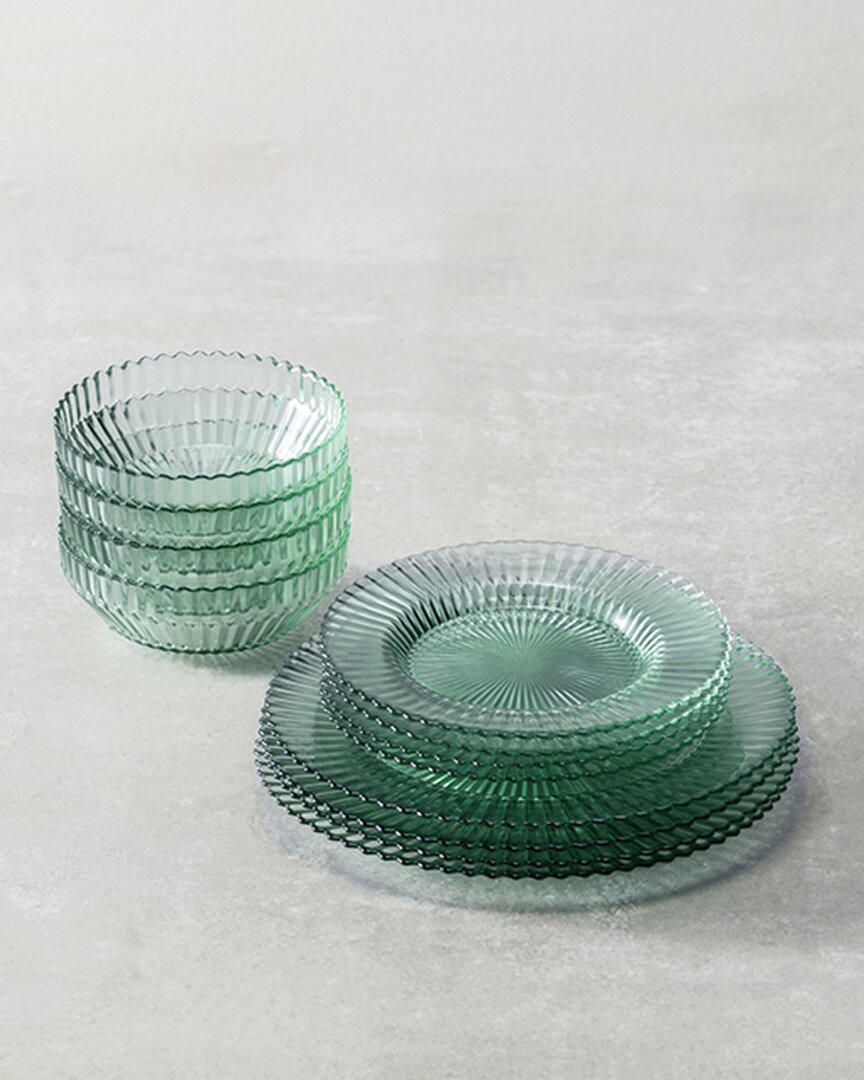 Fortessa Archie Glass 12pc Dinnerware Set (service For 4) In Green