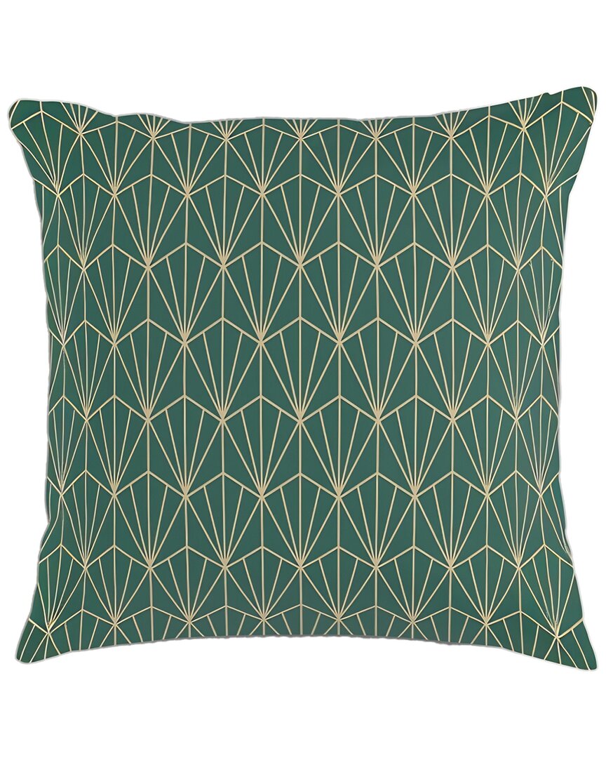 Society6 Art Deco Vector Pillow In Green