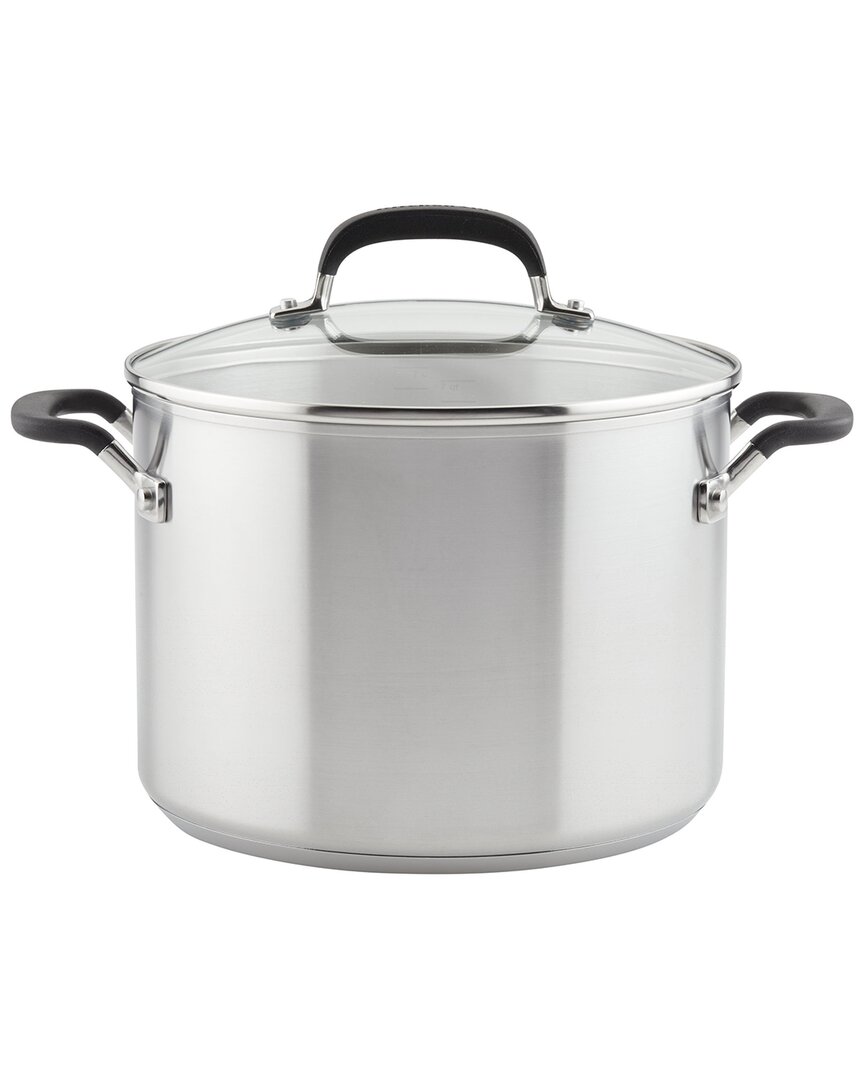 Kitchenaid Stainless Steel Induction Stockpot With Measuring Marks And Lid In Metallic