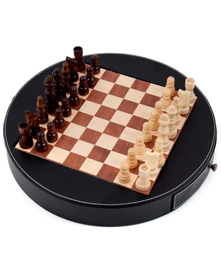 Bey-berk Chess Set In Wood & Leather