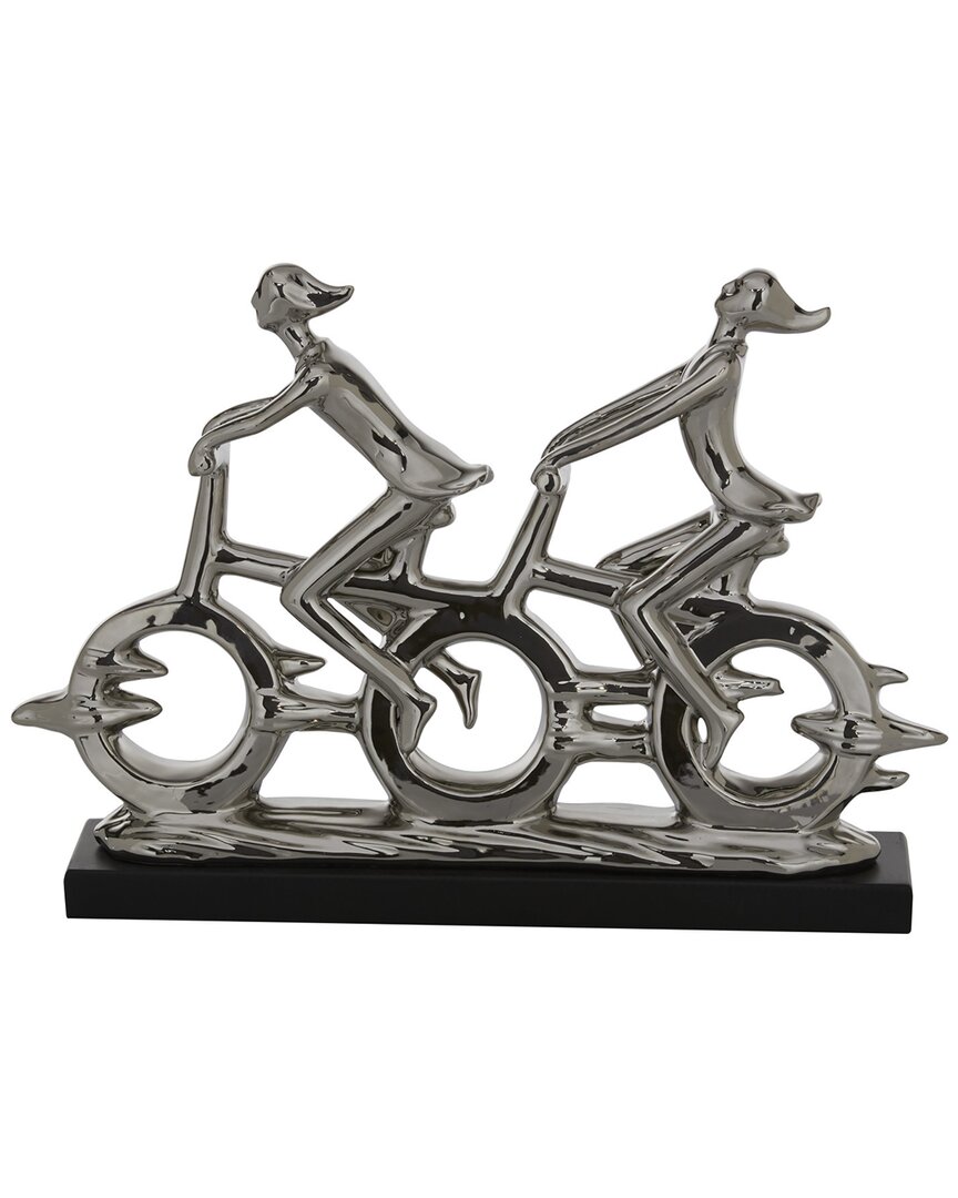 Peyton Lane Silver Porcelain Sculpture Cyclists