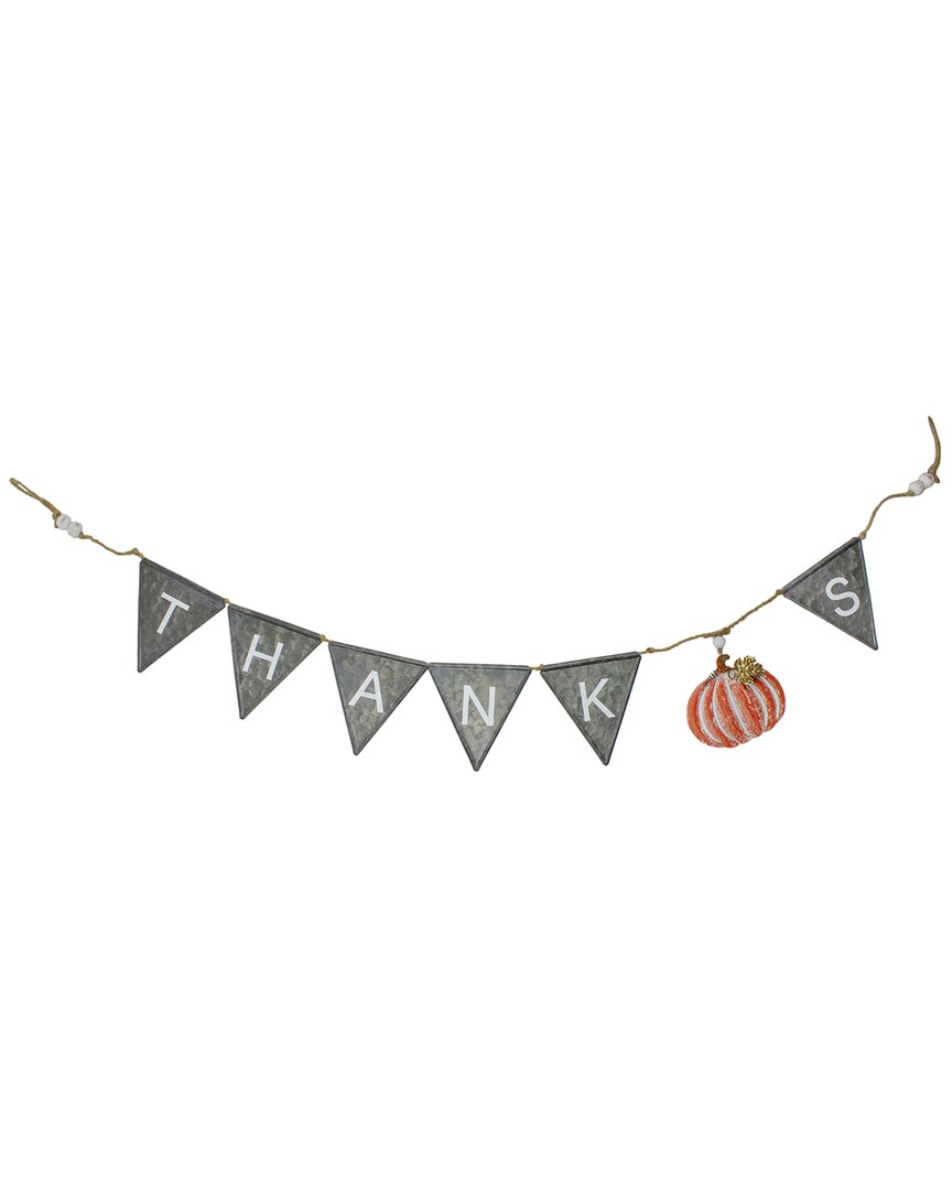 Northlight 64in Metal Thanks Decorative Banner In Gray