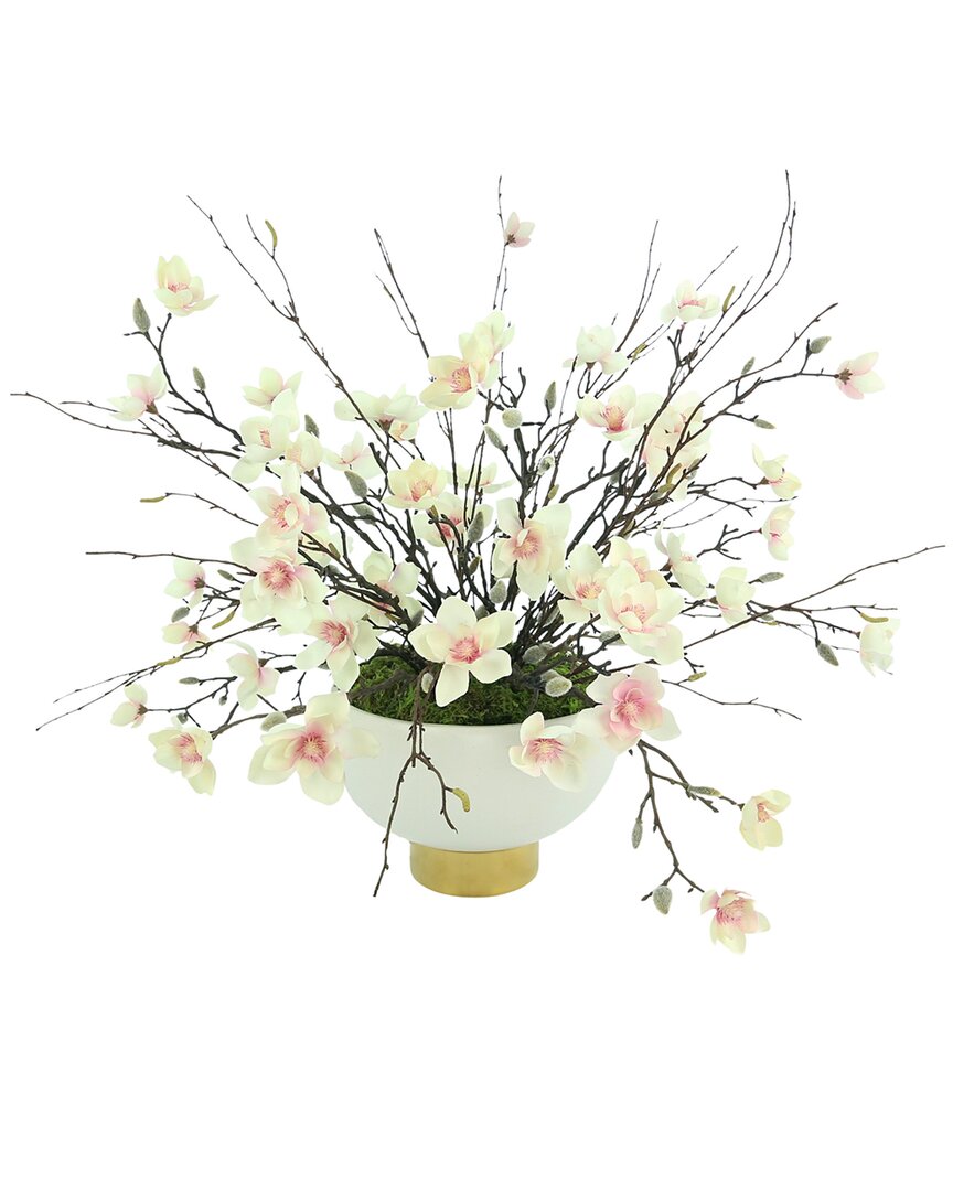 Creative Displays Butterfly Magnolia In Ceramic Pot In White