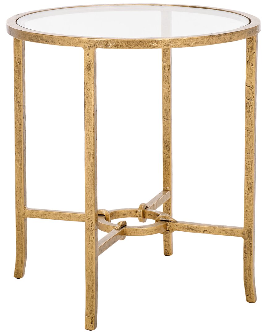 Safavieh Couture Tauri Forged Metal Round Accent Table In Gold
