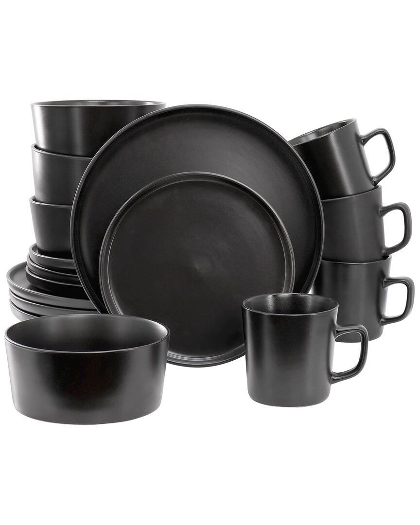 Elama Luxmatte Black 16pc Dinnerware Set In Black