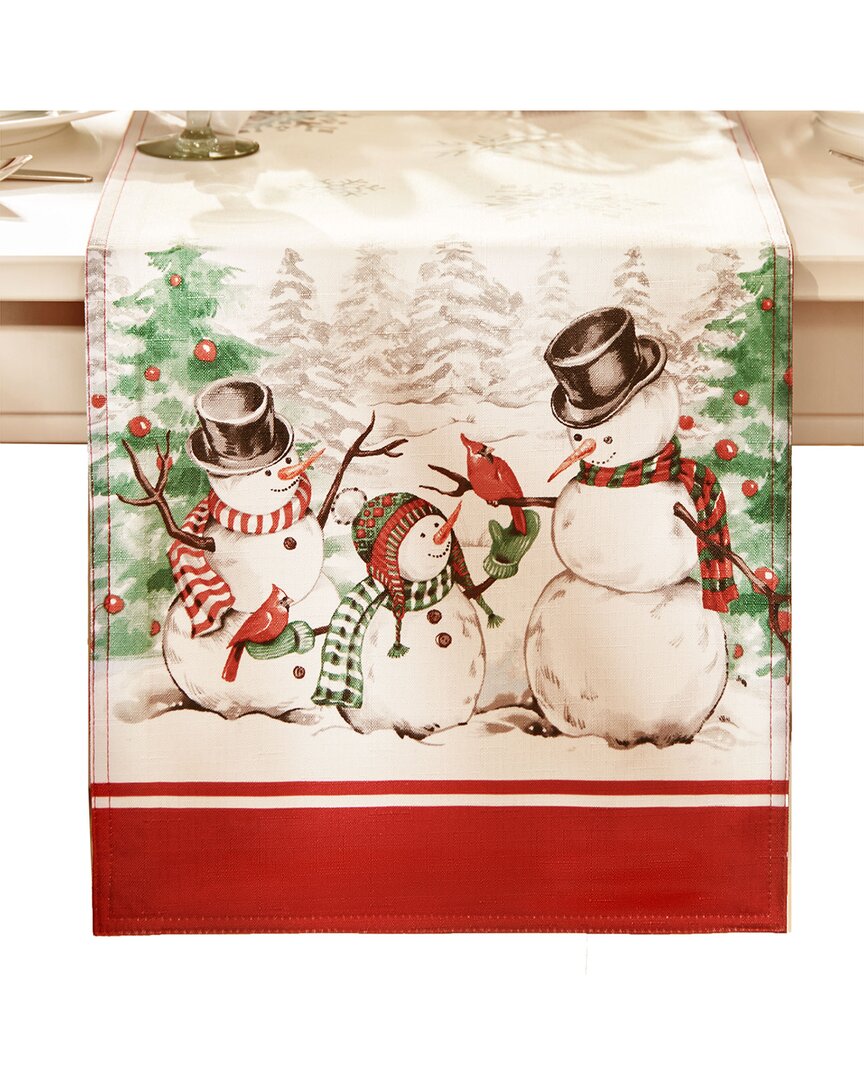 Elrene Home Fashions Snowman Winterland Holiday Snowflake Table Runner In Red