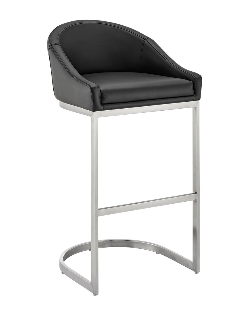 Armen Living Katherine 26in Counter Stool In Black,brushed Stainless Steel