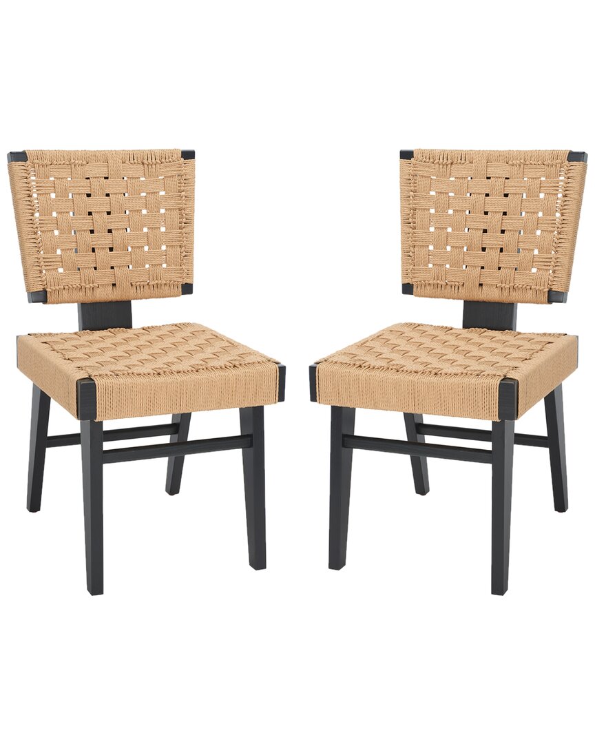 Safavieh Couture Susanne Set Of 2 Woven Dining Chairs In Black