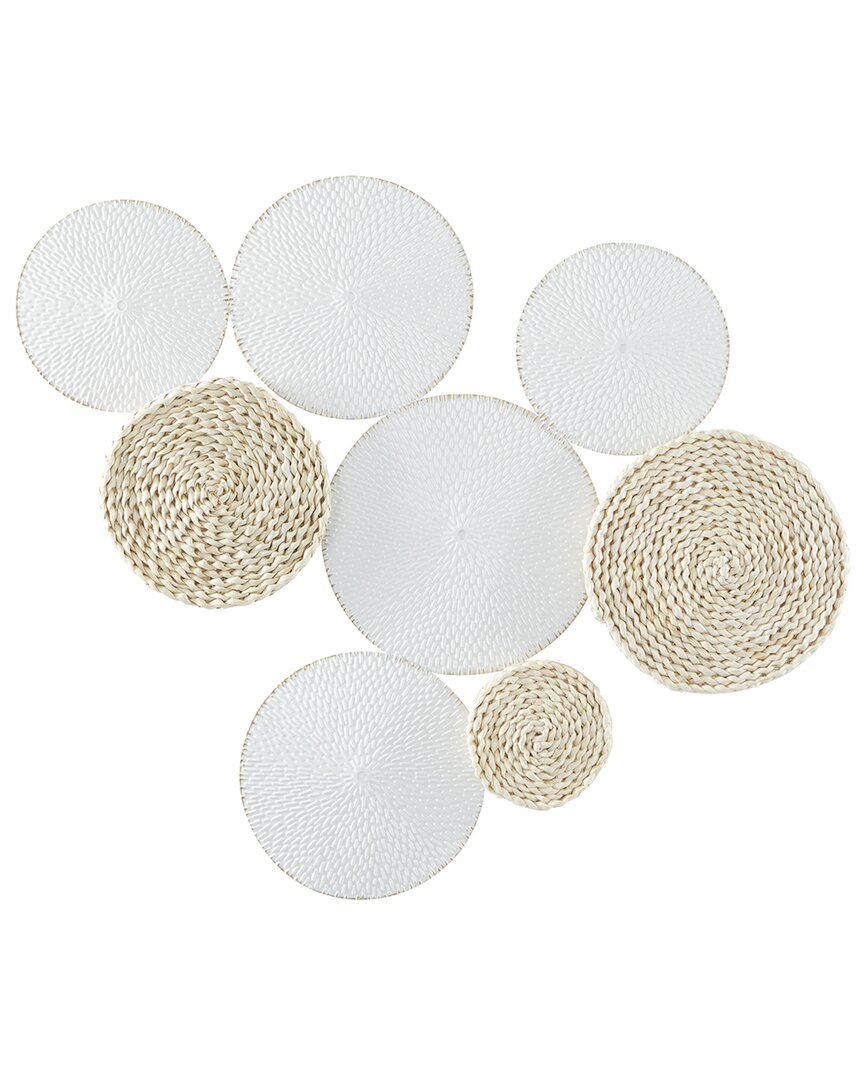 The Novogratz Plate White Metal Rope Design Wall Decor With Textured Pattern