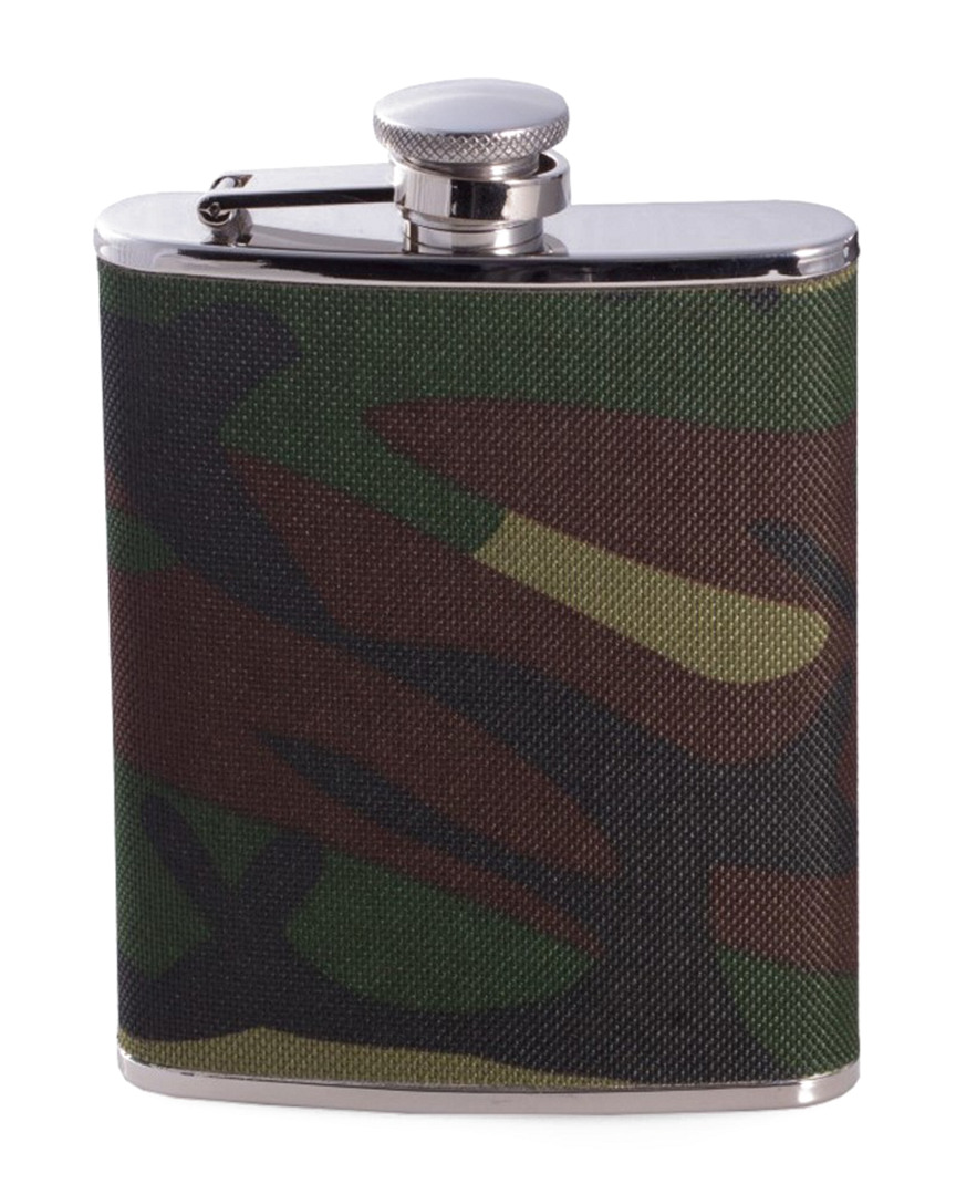 Bey-berk 6oz Stainless Steel Camouflage Pattern Flask In Black