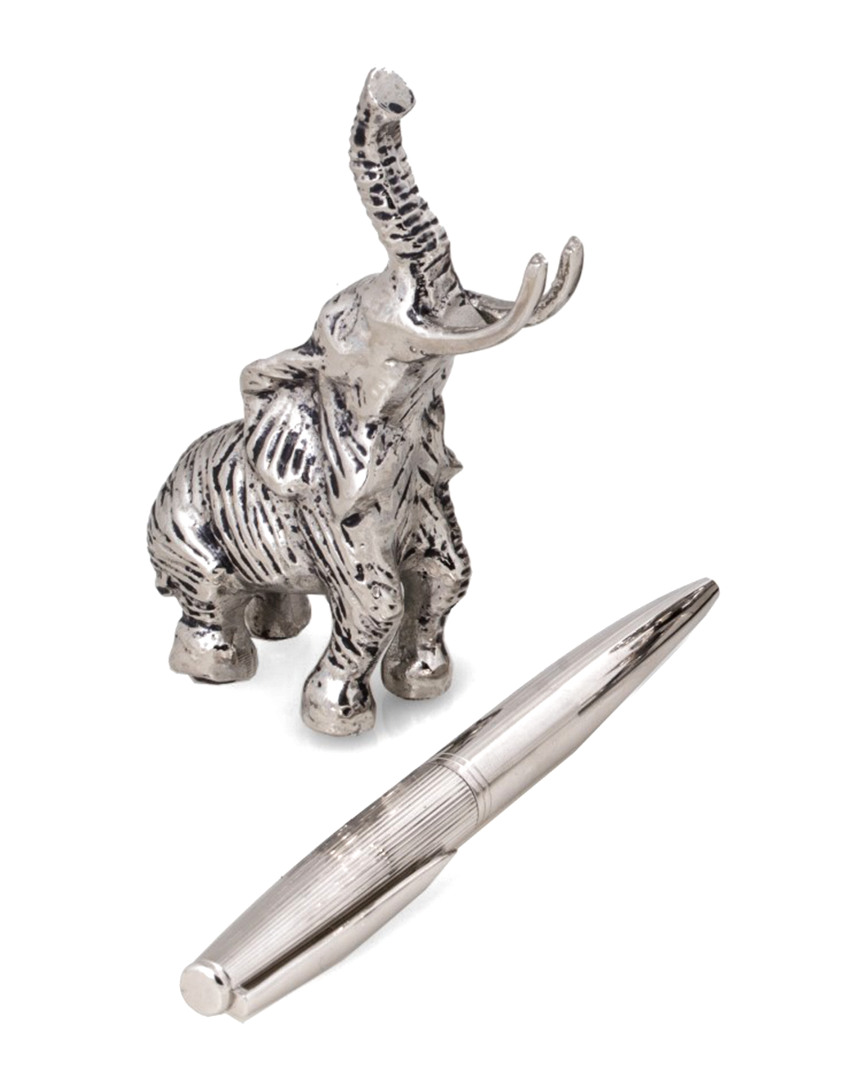Bey-berk Antique Silver Plated Elephant Pen Holder
