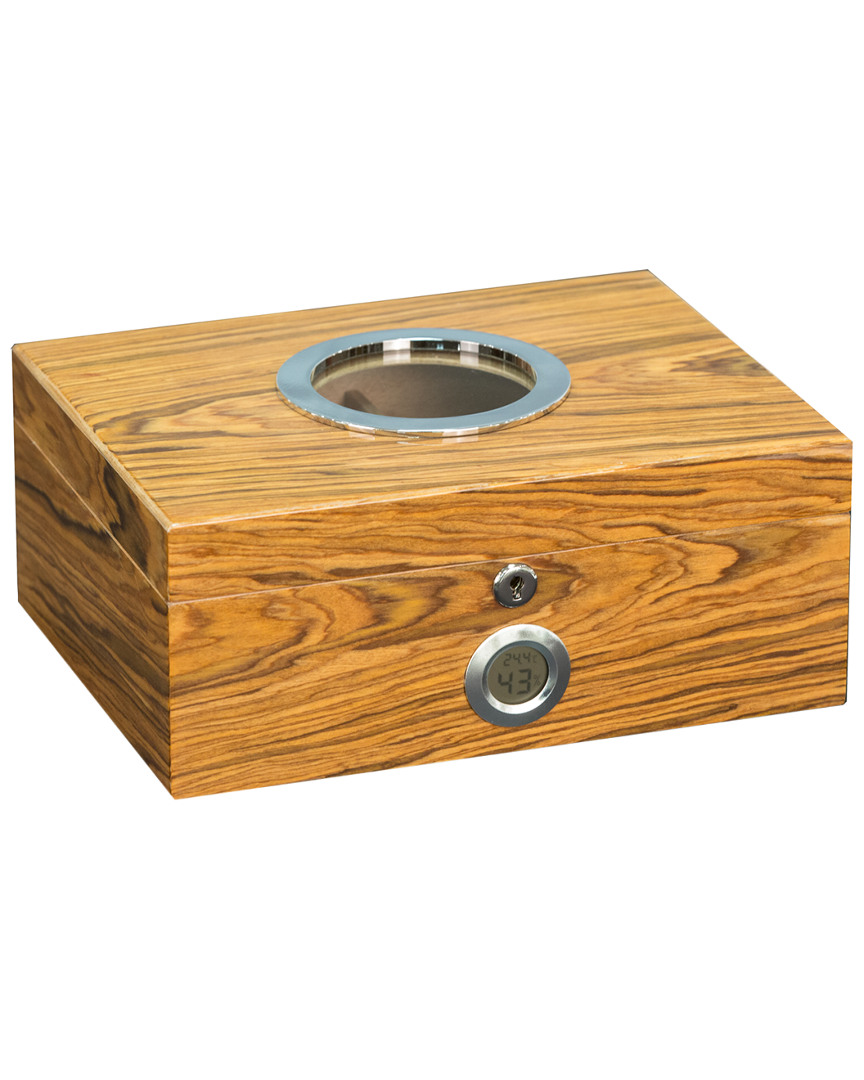 Bey-berk Lacquered Olive Wood Humidor In Brown