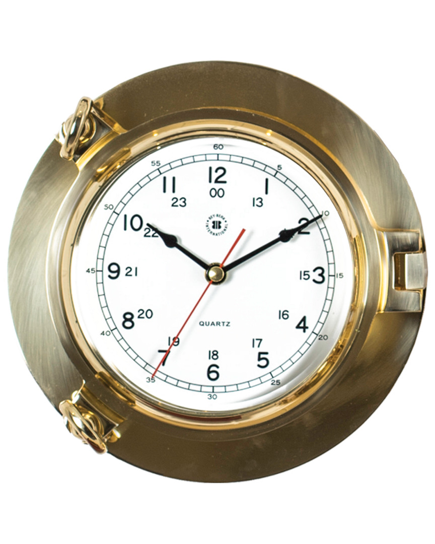 Bey-berk Lacquered Brass Porthole Quartz Silent Clock