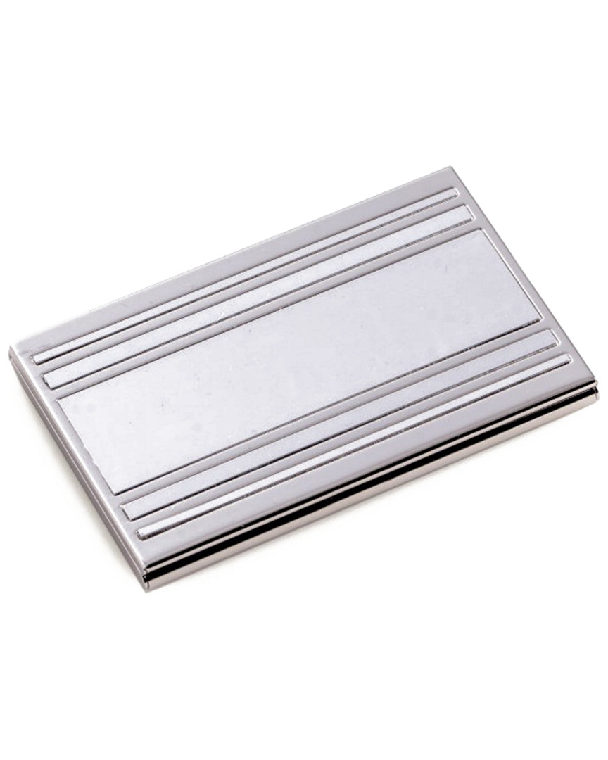 Bey-berk Nickel Plated Business Card Case In Metallic