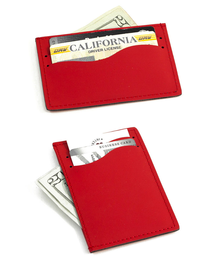 Image of Bey-Berk Red Leather Slim Wallet