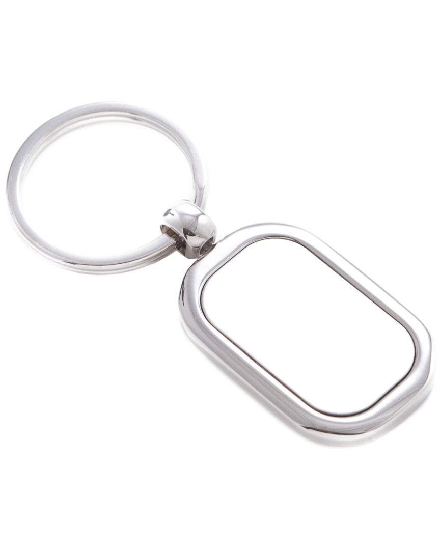 Bey-berk Dnu Unprofitable  Shinny & Satin Silver Plated Rectangular Key Ring In Metallic