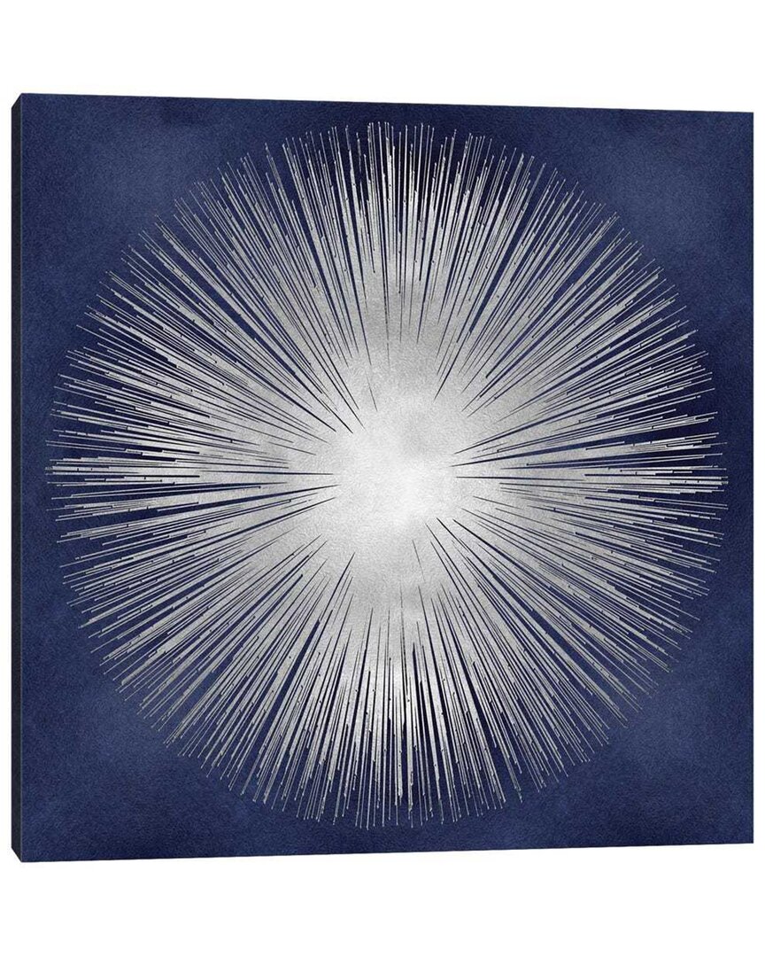 Icanvas Silver Sunburst On Blue I By Abby Young Wall Art