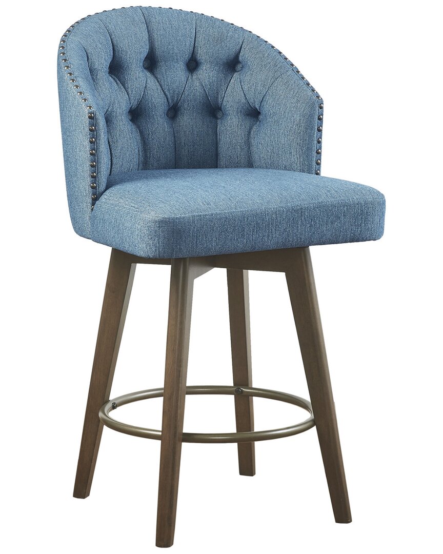 Shop Madison Park Onyx Upholstered 360 Degree Swivel Counter Stool 26in H In Blue