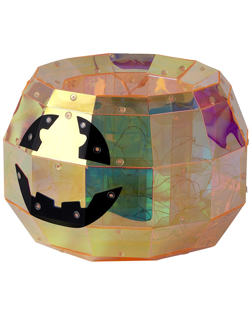 Seasonal Llc Prismatic 8.86in Iridescent Pumpkin Candy Box With Led Lights