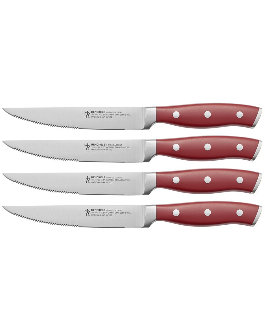 Zwilling J.a. Henckels Forged Accent 4pc Steak Knife Set In Red
