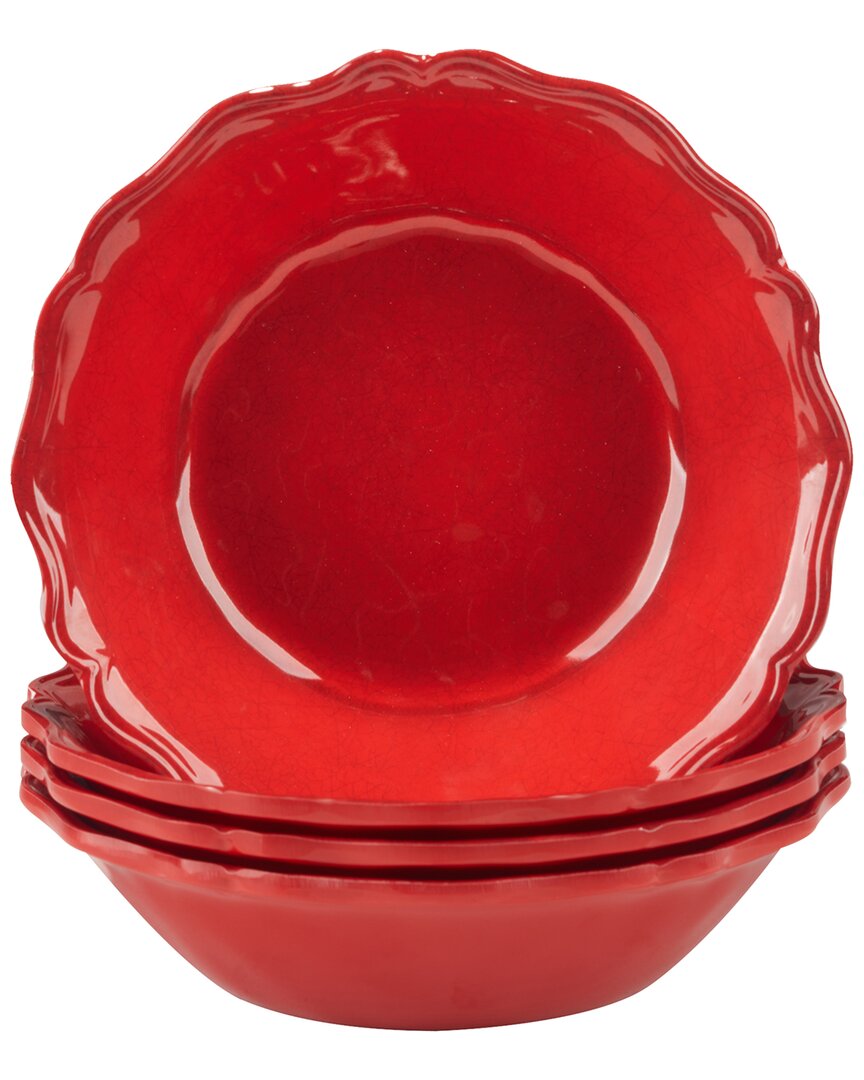 Certified International Red Crackle Set Of 4 All Purpose Bowls