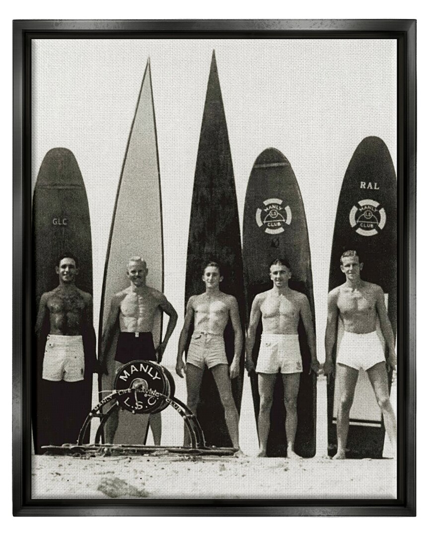 Stupell Vintage Photography Male Surfers Framed Floater Canvas Wall Art By Graffitee Studios