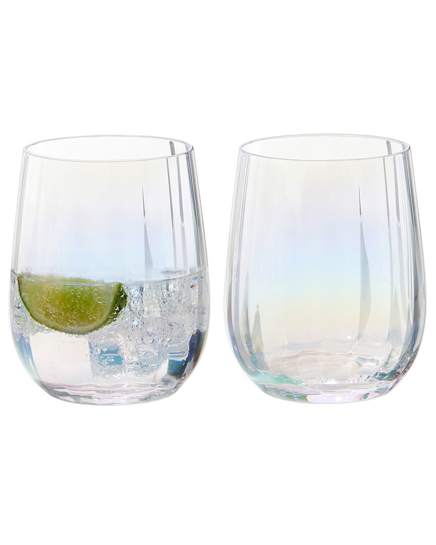 Anton Studio Designs Set Of 2 Palazzo Dof Tumblers/stemless Wine Glasses
