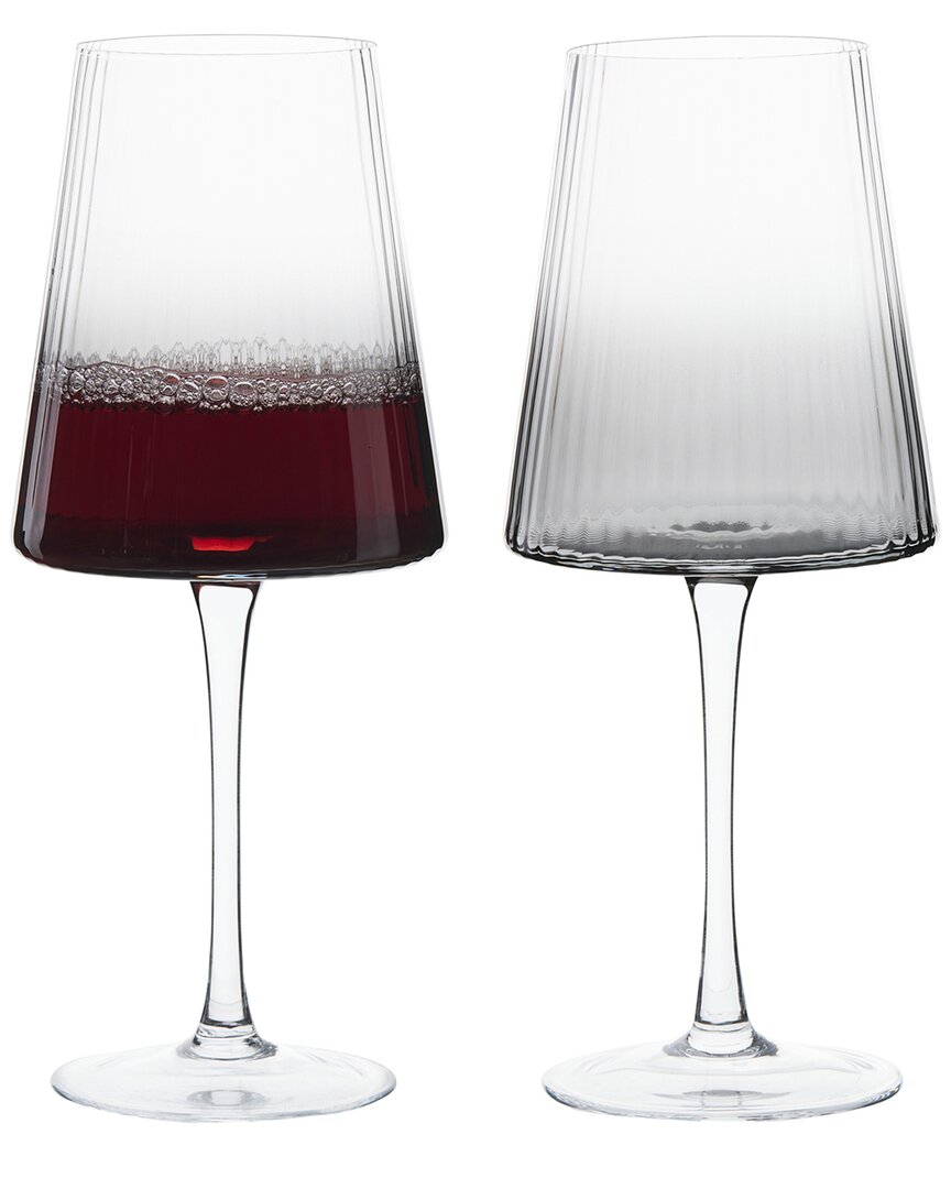 Anton Studio Designs Set Of 2 Empire Wine Glasses In Grey