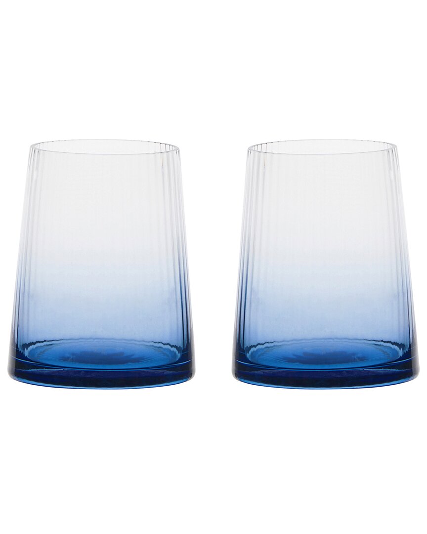 Anton Studio Designs Set Of 2 Empire Blue Dof Tumblers In Blue